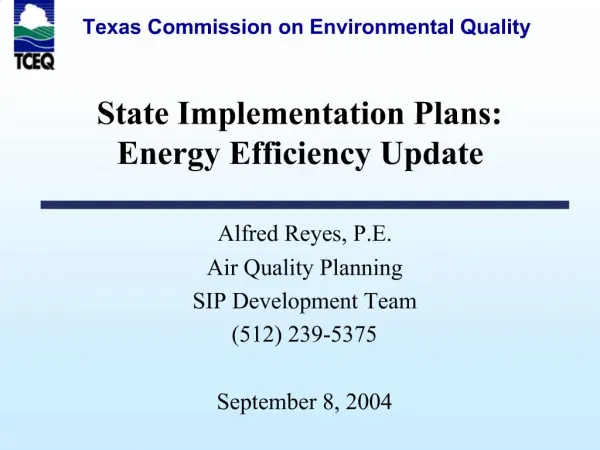 State Implementation Plans: Energy Efficiency Update