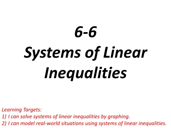 6-6 Systems of Linear Inequalities