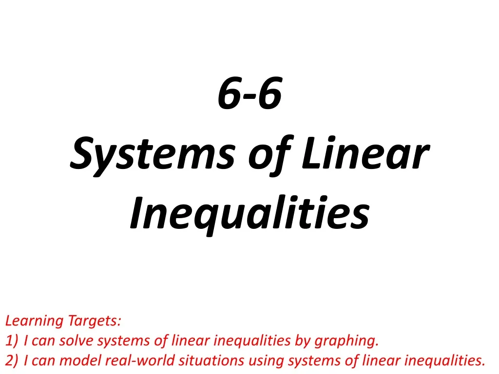 6 6 systems of linear inequalities