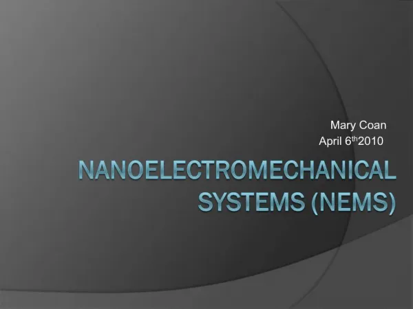 Nanoelectromechanical Systems NEMS