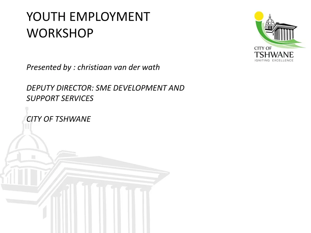 youth employment workshop presented by christiaan