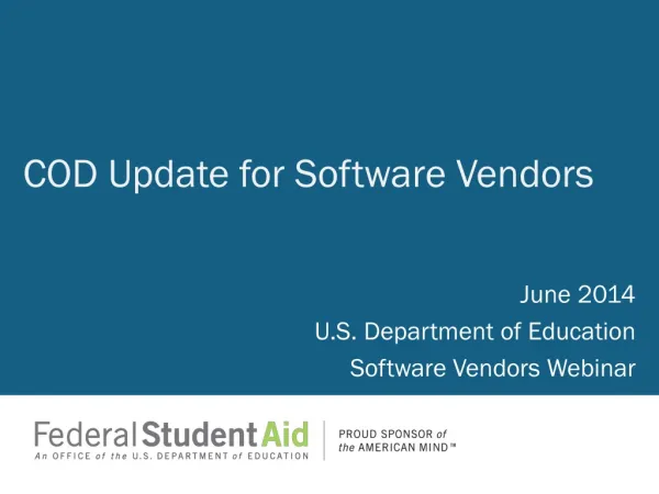 COD Update for Software Vendors