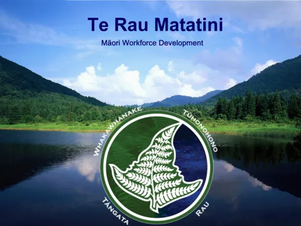 Te Rau Matatini Maori Workforce Development