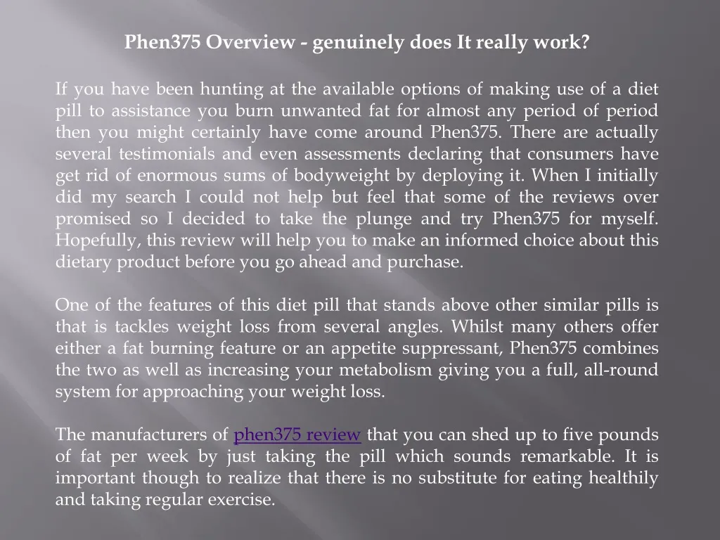 phen375 overview genuinely does it really work