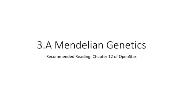 3.A Mendelian Genetics