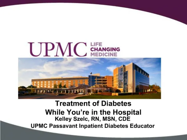 Treatment of Diabetes While You re in the Hospital