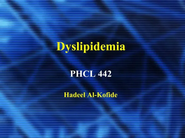 Dyslipidemia PHCL 442