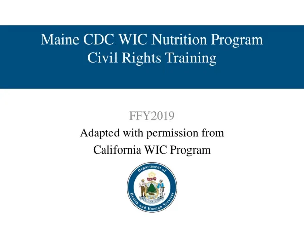 Maine CDC WIC Nutrition Program Civil Rights Training