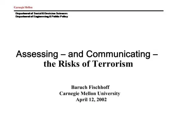 Assessing and Communicating the Risks of Terrorism