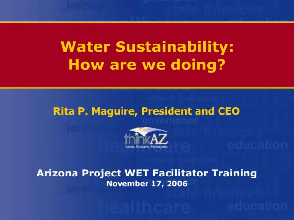 Water Sustainability: How are we doing