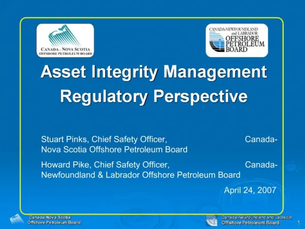 Asset Integrity Management Regulatory Perspective