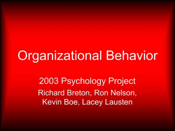 Organizational Behavior