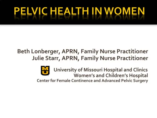 Pelvic Health IN WOMEN