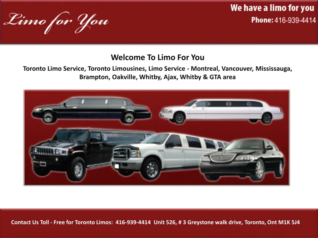 welcome to limo for you toronto limo service