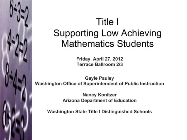 Title I Supporting Low Achieving Mathematics Students