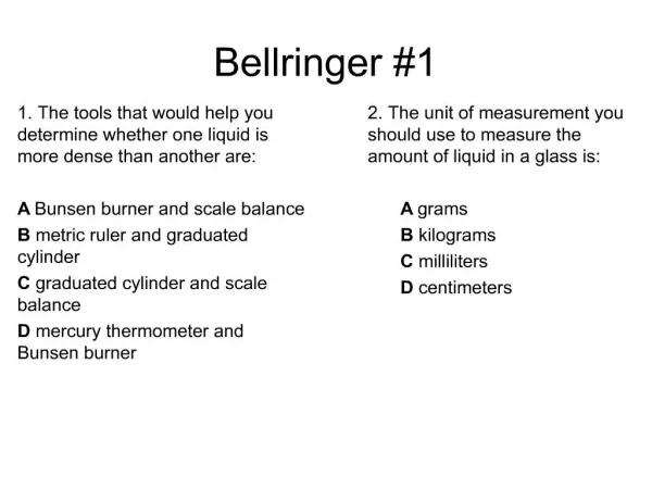Bellringer 1
