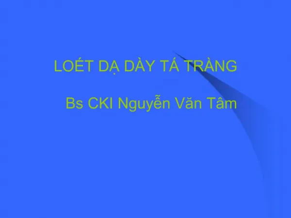 LO T D D Y T TR NG Bs CKI Nguyn Van T m