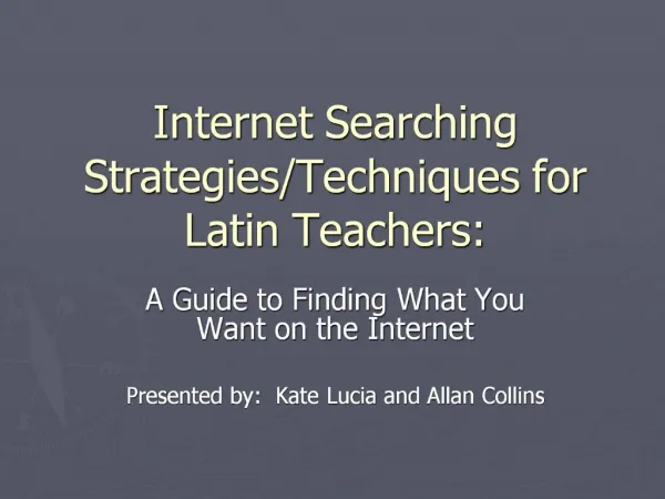 Internet Searching Strategies