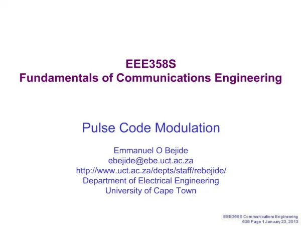 EEE358S Fundamentals of Communications Engineering
