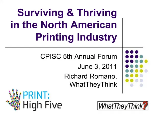 Surviving Thriving in the North American Printing Industry