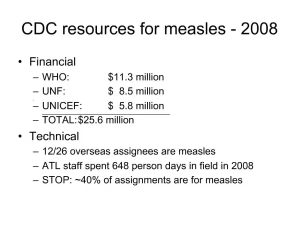 CDC resources for measles - 2008
