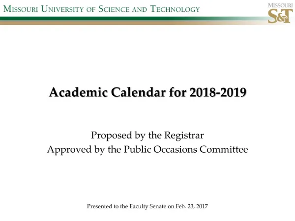 Academic Calendar for 2018-2019