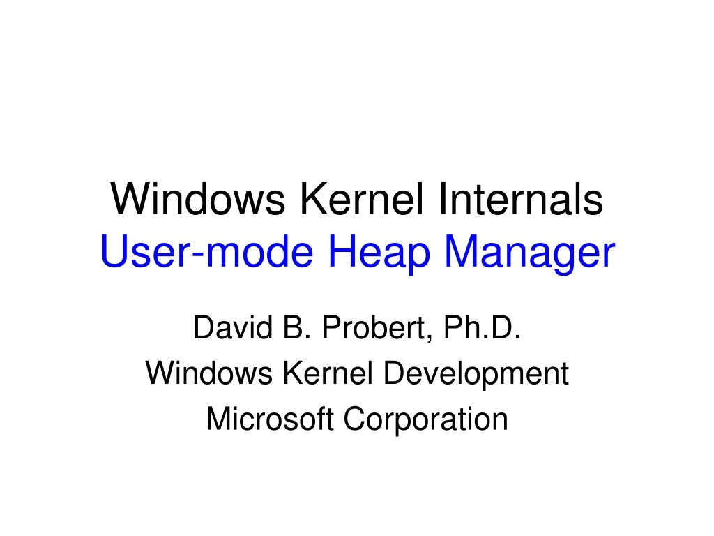 windows kernel internals user mode heap manager