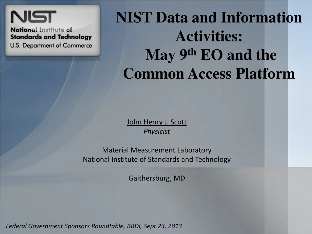 nist data and information activities