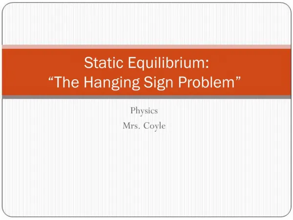 Static Equilibrium: The Hanging Sign Problem