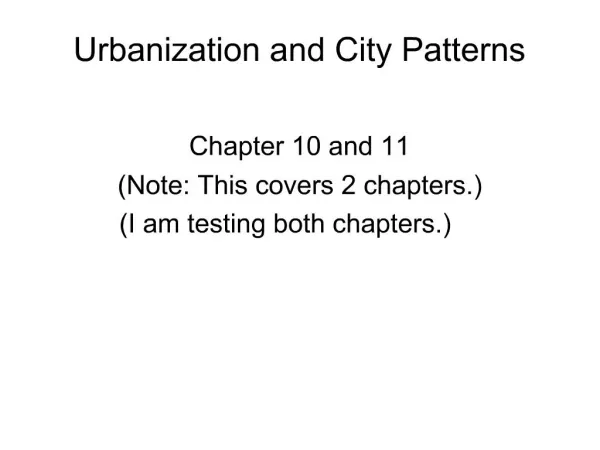 Urbanization and City Patterns