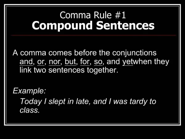 Comma Rule 1 Compound Sentences