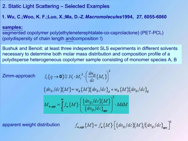 2. Static Light Scattering Selected Examples
