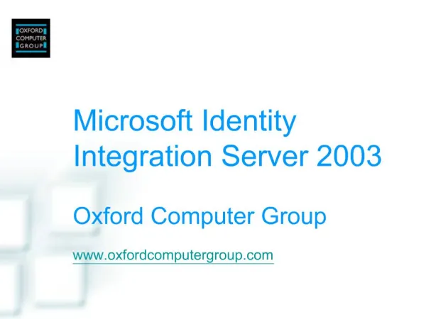 Microsoft Identity Integration Server 2003