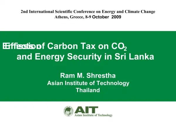 Effects of Carbon Tax on CO2 Emission and Energy Security in Sri Lanka
