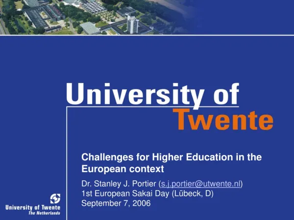 Challenges for Higher Education in the European context