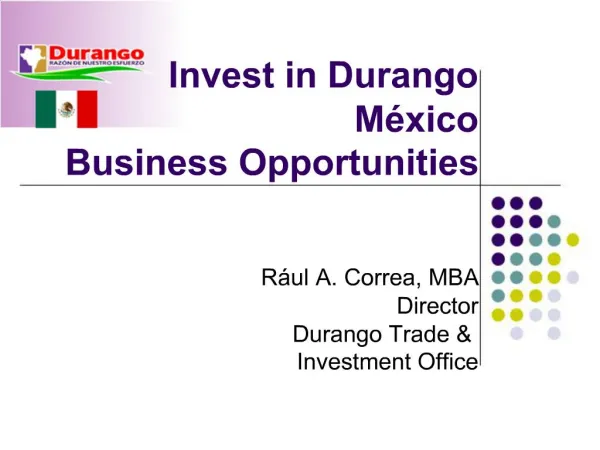 Invest in Durango M xico Business Opportunities