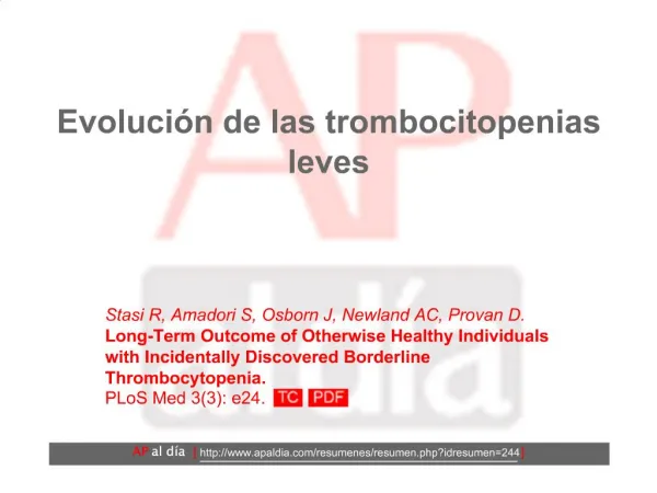 Evoluci n de las trombocitopenias leves