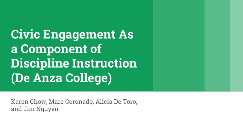 civic engagement as a component of discipline instruction de anza college