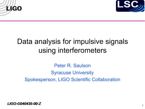 Data analysis for impulsive signals using interferometers
