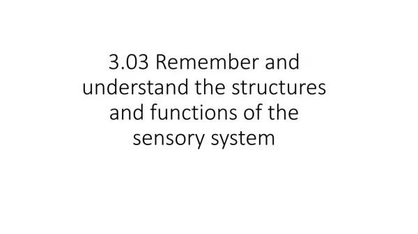 3.03 Remember and understand the structures and functions of the sensory system