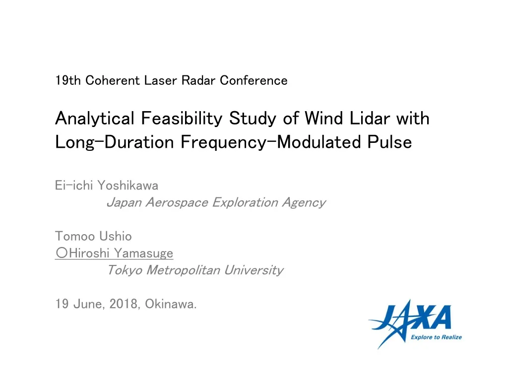 19th coherent laser radar conference analytical
