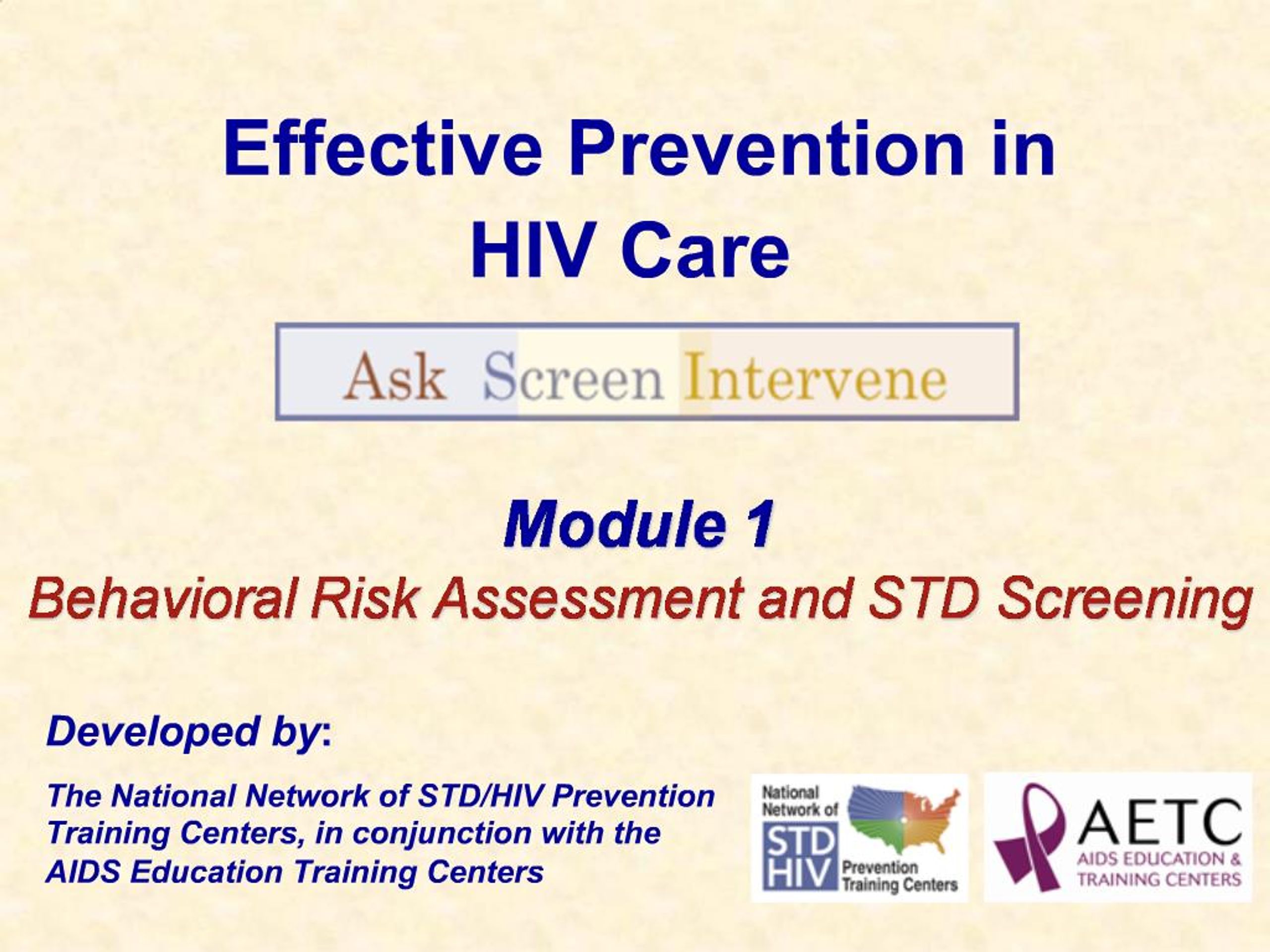 Behavior Risk Assessment Screen PPT - Module 1 Behavioral Risk Assessment and STD Screening PowerPoint ...