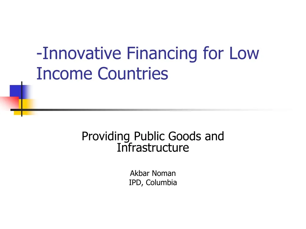 innovative financing for low income countries