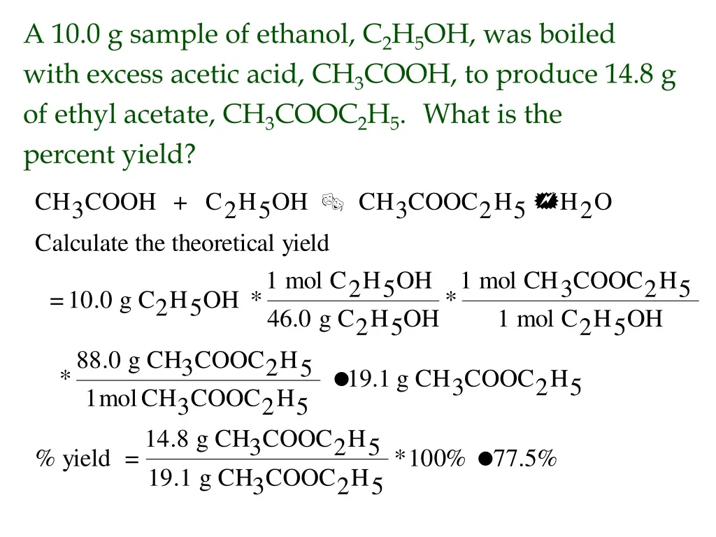 a 10 0 g sample of ethanol c 2 h 5 oh was boiled