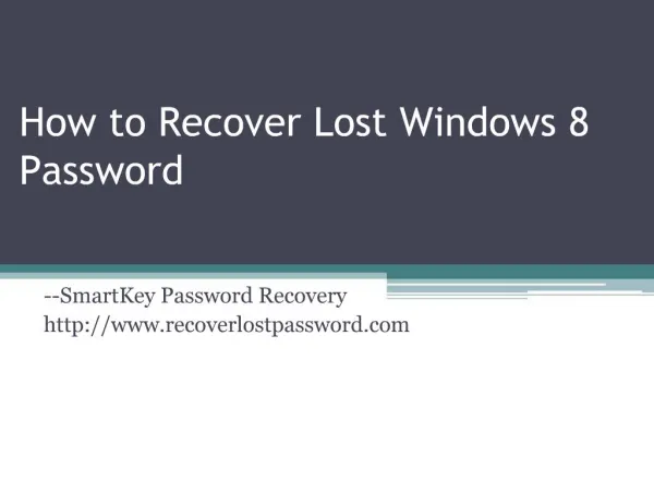How to Recover Lost Windows 8 Password