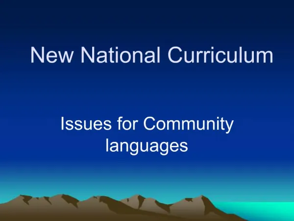 New National Curriculum