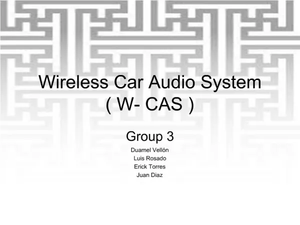 Wireless Car Audio System W- CAS