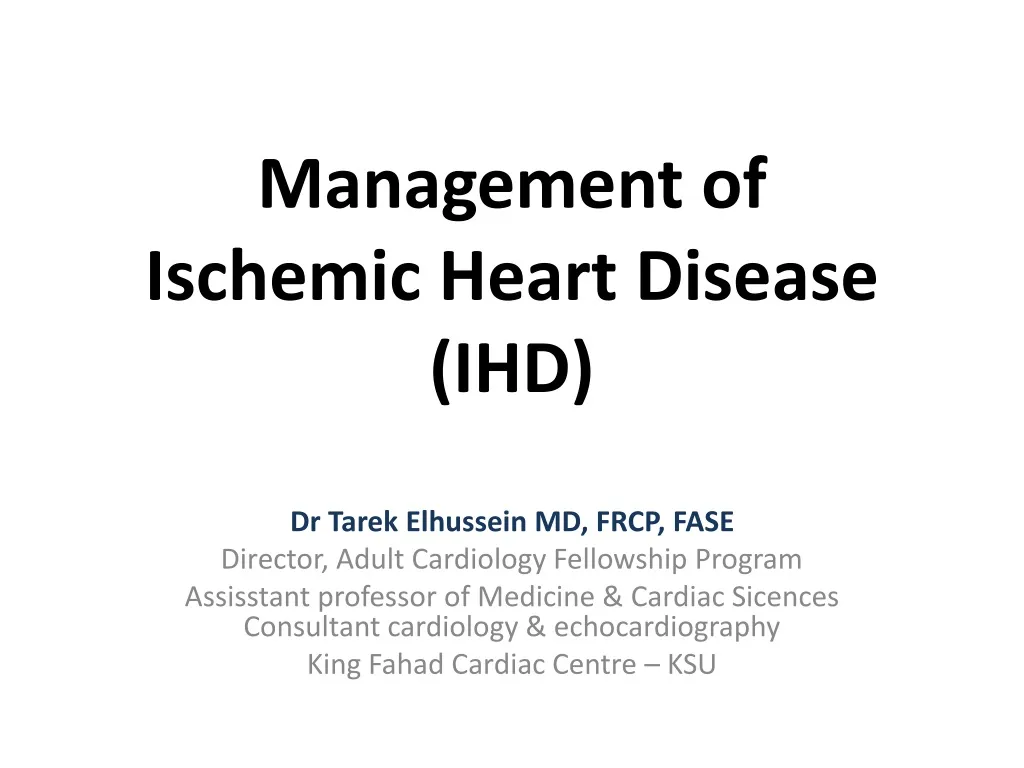 management of ischemic heart disease ihd