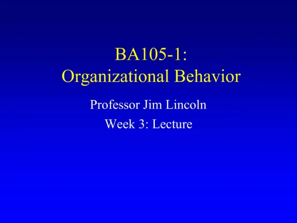 BA105-1: Organizational Behavior