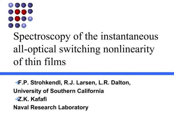 Spectroscopy of the instantaneous all-optical switching nonlinearity of thin films
